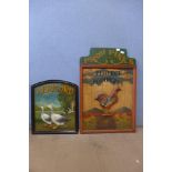 Two painted wooden advertising signs