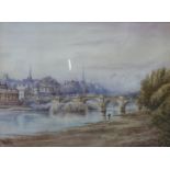 H. Walton, pair of river landscapes, watercolours, 28 x 38cms, framed