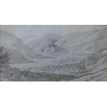 Walter John Trower (Bishop of Gibraltar 1805-1877), landscape, watercolour and wash, 10 x 19cms,