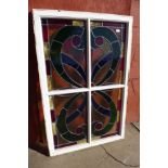 An Art Deco stained glass window, 134 x 88cms inc. frame