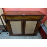 A Regency rosewood two door side cabinet, 89cms h, 115cms w, 38cms d