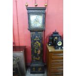 A George II green Japanned 8-day longcase clock, the brass 12 inch dial signed Jacob Odell, St.