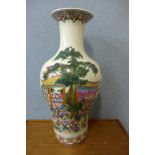 A Chinese famille verte porcelain vase, 66cms h