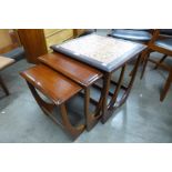 A G-Plan Fresco teak and tiled top nest of tables