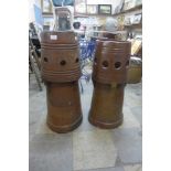 Two Victorian salt glazed chimney pots