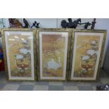 A set of three Chinese prints, framed