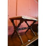 A Victorian walnut x-frame stool