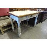 A Victorian painted pine kitchen table