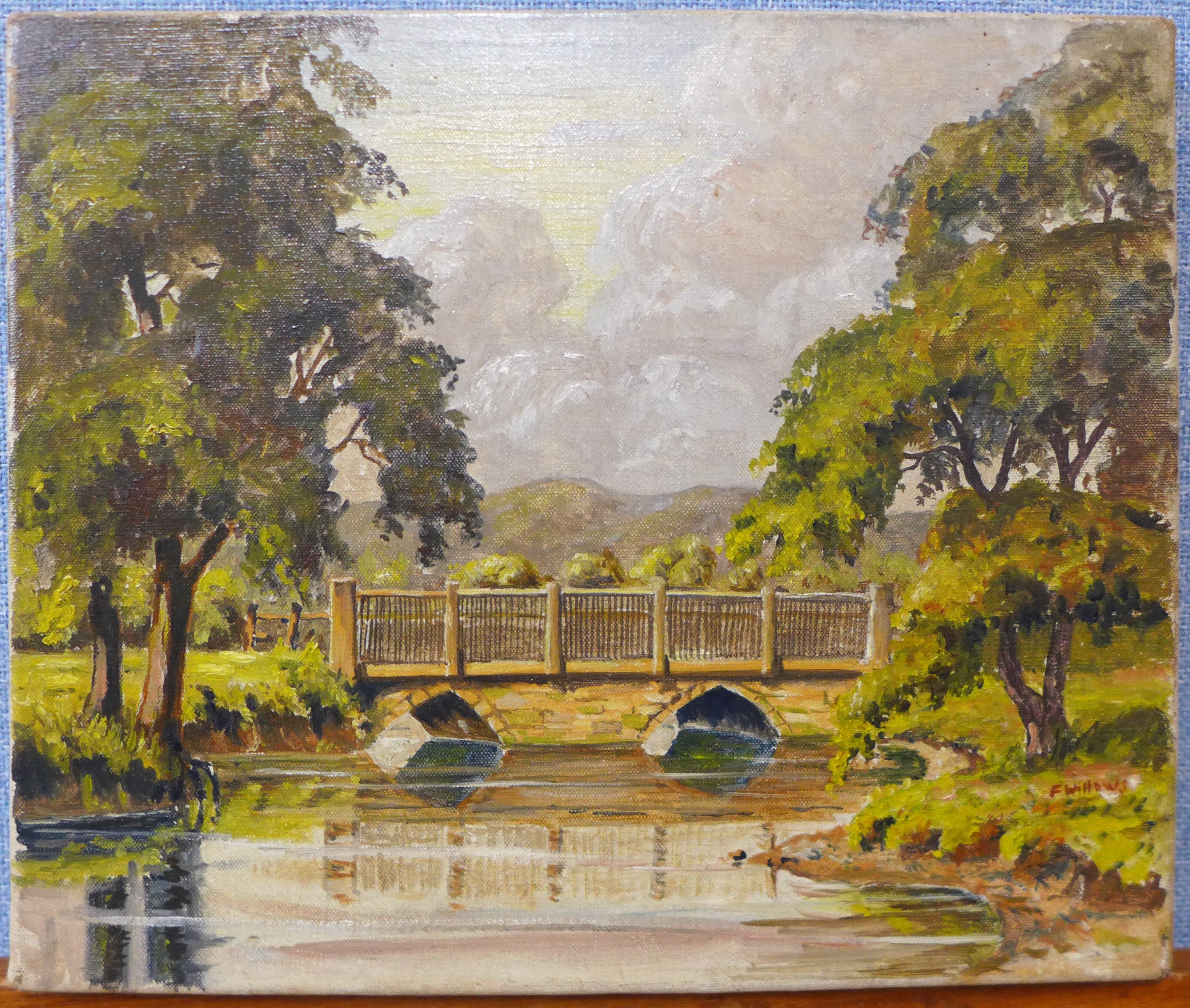 English Impressionist School, river landscape, oil on canvas, 25 x 30cms, unframed - Image 2 of 2