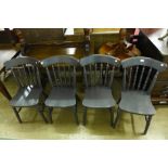 A set of four painted pine chairs