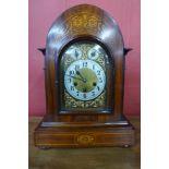 A 19th Century German Junghans rosewood and marquetry inlaid lancet shaped bracket clock, 45cms h