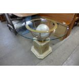 An Italian style marble, gilt metal and glass topped table