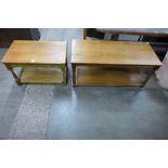 Two oak coffee tables