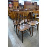 A set of four Ercol Golden Dawn elm and beech 608 model chairs