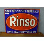 A reproduction Rinso enamelled advertising sign