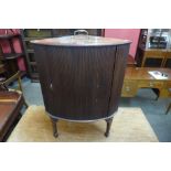 A George IV style mahogany tambour front corner night stand, 76cms h, 55cms w, 37cms d