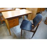 A Danish teak desk and chair