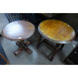 Two oak pub tables