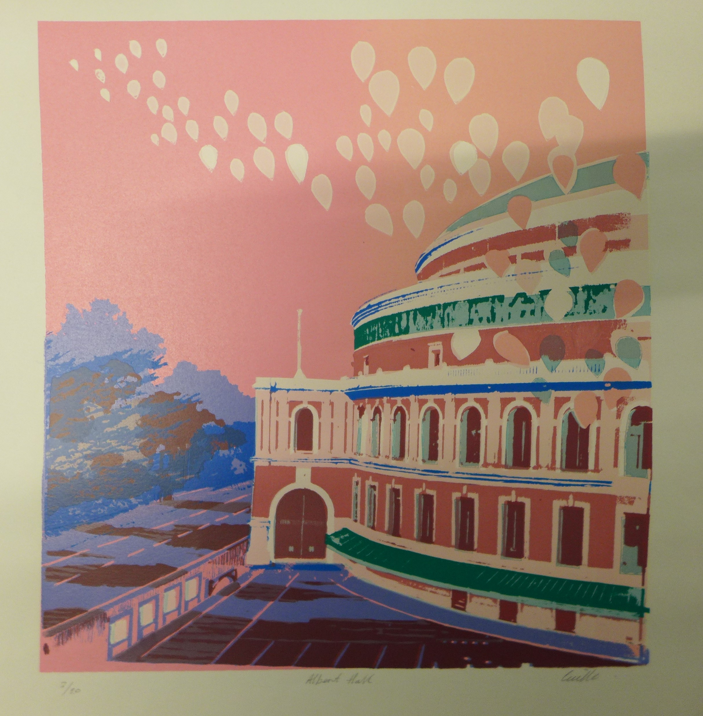 Pamela Guille, Albert Hall, signed limited edition screen print, no. 3/20, 54 x 42cms, unframed - Image 2 of 2