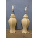 A pair of porcelain table lamps