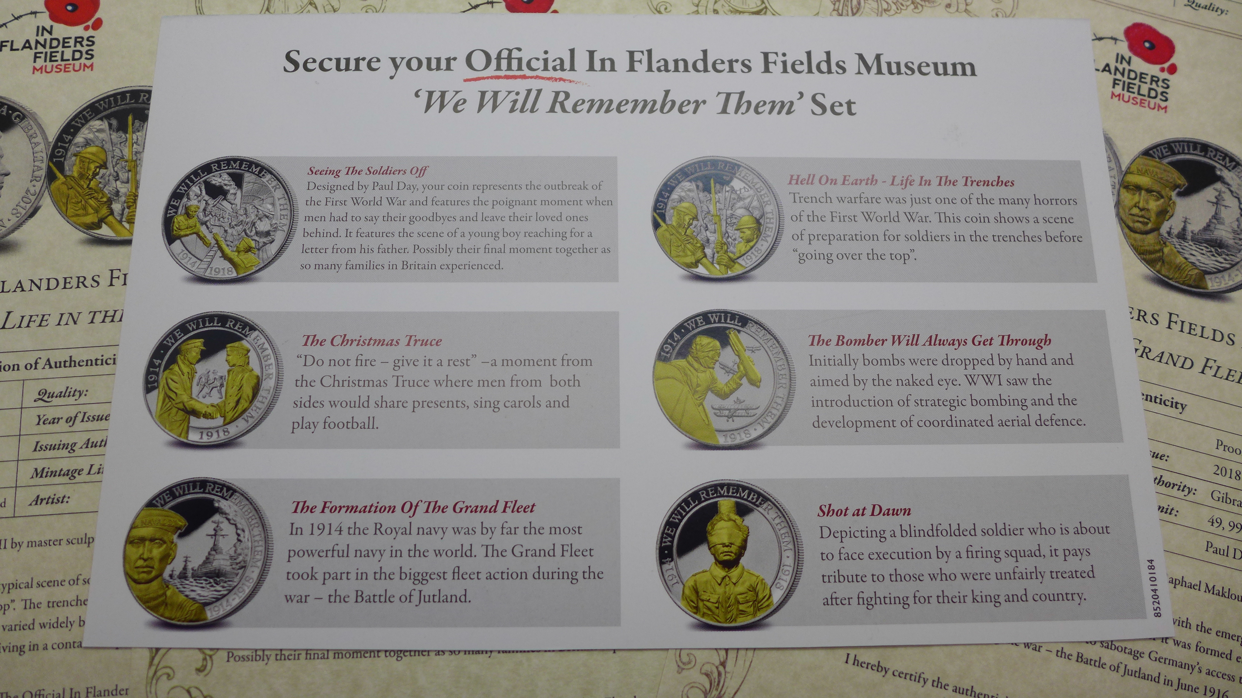 Coins;-"The Official in Flanders Fields Museum", 'We Will Remember Them' 8 coin collection, 6 - Image 8 of 8