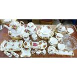 Royal Albert Old Country Roses china, forty seven pieces and a Royal Albert crystal glass bowl,