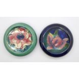 Two Moorcroft dishes, one with chip on inner rim, 11.5cm