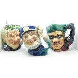 Three large Royal Doulton character jugs, Bacchus, Dick Turpin and Old Salt