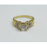 A 9ct gold and white stone ring, 3.2g, N