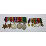 Five medals including Africa Service Medal to 205991 L.F.D. Reeves and a For Efficient Service Medal