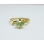 A 9ct gold and green stone ring, 2.7g, O