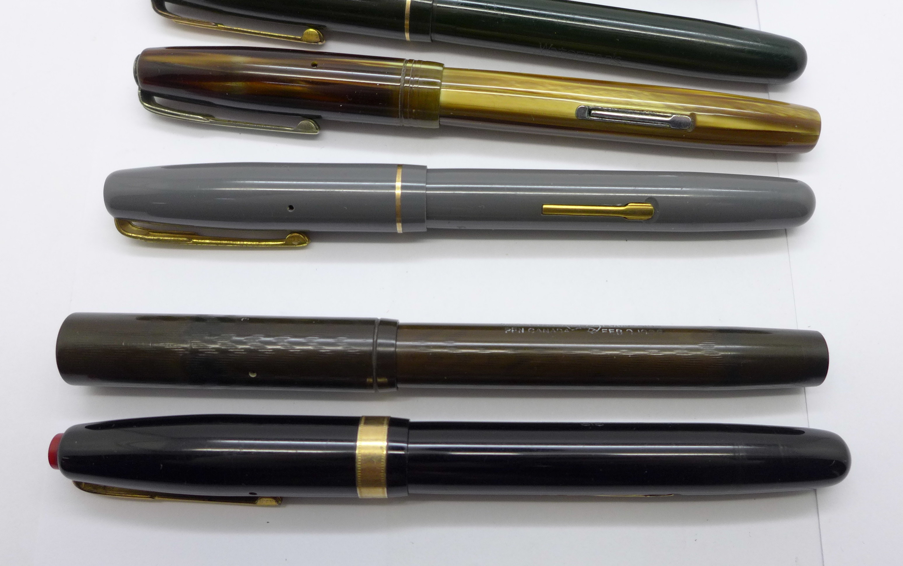Nine Waterman pens, including no. 502, no.515 and W2, seven with marked 14ct gold nibs, (one with - Bild 2 aus 5
