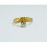 A 18ct gold and diamond solitaire ring, approximately 0.4carat diamond weight, 2g, O