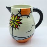 A Lorna Bailey Old Ellgreave Pottery jug in the Beach design, height 13cm, Lorna Bailey signature