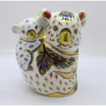 A Royal Crown Derby paperweight Koala and Baby, The Australian Collection, John Ablitt designer