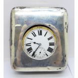 A silver fronted Goliath pocket watch travel case, London 1909, William Comyns, a/f and lacking back