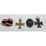 Two German WWII period medals and a tinnie badge