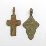 Two bronze Viking crosses, found in Russia