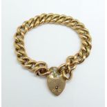 A 9ct gold bracelet with padlock fastener, each link marked, 19.4g