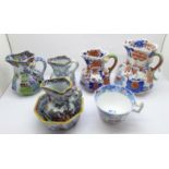 A collection of Mason's Ironstone, four jugs, a small Japan pattern jug and bowl and tea cup