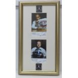 Framed signed publicity photographs of Lewis Hamilton and Valtteri Bottas