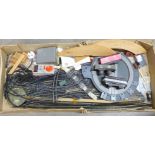 A box of mixed model rail, track, controllers, etc., a/f **PLEASE NOTE THIS LOT IS NOT ELIGIBLE