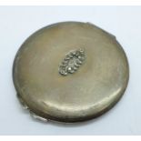 A silver compact, lacking some marcasite, 96g