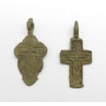 Two bronze Viking crosses, found in Russia