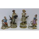 Four Neapolitan figures, all signed, (two signed Volta), small losses to three figures