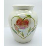 An Anita Harris vase in the Pink Rose design, 14cm, Anita Harris signature in gold on the base