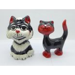 Two Lorna Bailey black cats; Tex, 13cm and Precious, 11.5cm, both signed Lorna Bailey