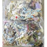 Two bags of costume jewellery