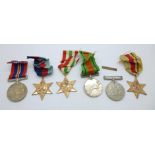 Six WWII medals including Africa Service Medal to 232750 R.G.C. Turner, also The Africa Star with