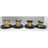 Four Royal Doulton character match holders or ashtrays